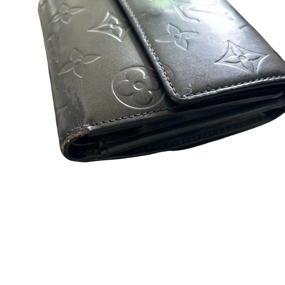 Louis Vuitton Elise Matte Vernis Charcoal Trifold Wallet - Picture 12 of 12
